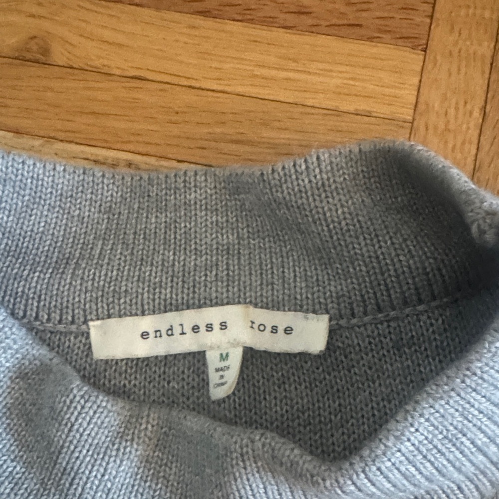 Endless Rose Light Blue Ruffled Sleeve Sweater - Picture 2 of 5